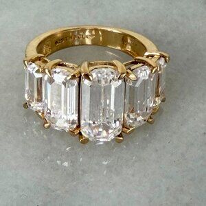 NIB WOW Radiance by Absolute 12.07ctw 5-Stone Elongated Cushion Cut Ring